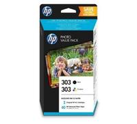 HP 303 Photo Value Pack - Brillant - pack de 2 - 4 ml - noir, couleur (cyan, magenta, jaune) - blister - cartouche imprimante/kit papier - pour ENVY Photo 62XX, Photo 71XX, Photo 78XX; ENVY Inspire 72