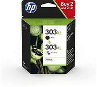 HP 303XL Lot de 2 cartouches originales d’encre à base de pigments, comprenant une cartouche noire et une cartouche de couleurs (jaune/magenta/cyan), compatible avec Envy Photo 6230, 7130, 7830