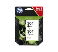 HP Pack de 2 cartouches authentiques d'encre noire/trois couleurs 304