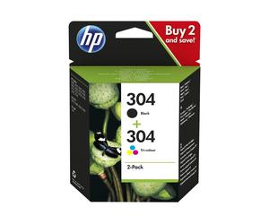 HP 304 Combo Pack - pack de 2 - noir, tricolore à base de colorant - originale - cartouche d'encre - 3JB05AE#301