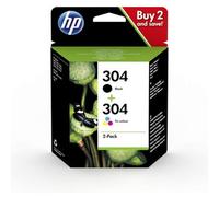 HP Pack de 2 cartouches authentiques d'encre noire/trois couleurs 304
