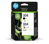 HP 304, Pack de 2 cartouches d'Encre Originales, 3JB05AE, Noir, Cyane, Jaune, Magenta