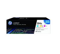 HP 304A CF372AM Pack de 3, Toners Authentiques, Imprimantes Color LaserJet cm2320/CP2025, Cyan Magenta et Jaune