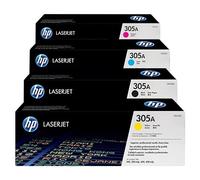 HP 305A Cartouche de Toner Originale CE410A / CE411A / CE412A / CE413A Pack de 4 Noir, Cyan, Jaune, Magenta Compatible avec Les imprimantes Laserjet Pro 400 MPF M425dn, M425dw, M425nw