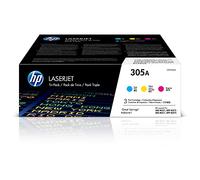 HP 305A CF370AM Pack de 3 Toners Cyan, Magenta et Jaune Authentiques Color LaserJet Pro M351 / M375 / M451 / M475