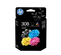 HP 308 Black/Tri-Color Original Ink Cartridge Combo 2-Pack (6L6S6UE) - Works Env