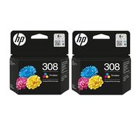 HP 308 Lot de 2 Cartouches d'encre Couleur pour imprimantes Envy 6122e 6532e 6520e 6132e 6530e 6120e 6110e 6558e 6110e 6130e
