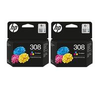 HP 308 Lot de 2 Cartouches d'encre Couleur pour imprimantes Envy 6122e 6532e 6520e 6132e 6530e 6120e 6110e 6558e 6110e 6130e