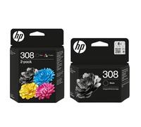 HP 308 Lot de 2 cartouches d'encre noir/tricolore Original Multipack 308 Noir