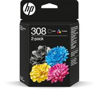 HP 308 Lot de cartouches d'encre 6L6S6UE pour ENVY 6120e 6122e 6130e 6520e 6530e Pack de recyclage inclus Noir et couleur
