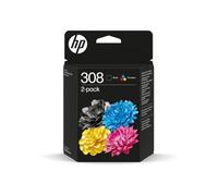 HP 308 Pack de 2 Cartouches d’Encre Authentiques Noir/Trois Couleurs