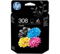 HP 308 Pack de 2 cartouches d'encre authentiques Noir/Trois couleurs