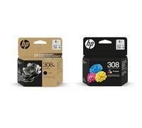 HP 308e Cartouche d'encre Haute capacité Noir et 308 Couleurs pour imprimantes Tout-en-Un Envy 6122e 6532e 6520e 6132e 6530e 6120e 6110e 6558e 6110e 6130e