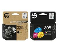 HP 308e (XL) Noir & 308 Couleur Original Cartouches d'encre - Lot de 2