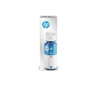 HP 31 Bouteille d'encre Cyan Authentique 70 ml (1VU26AE) pour HP Smart Tank Plus 455 / 457 / 555 / 559 / 570 / 655