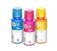 HP 31 bouteilles d'encre cyan, magenta, jaune (lot de 3) | Works Smart Tank 5000, 6000, 7000 Series ; Smart Tank Plus 500, 600 Series | 9C228AN | L'emballage peut varier