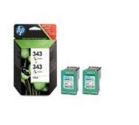 HP 343 2-pack Tri-color Inkjet Print Cartridges Original Cyan, Magenta, Jaune Multipack 2 pièce(s) - Cartouches d'encre (Original, Encre à pigments, Cyan, Magenta, Jaune, HP Photosmart 8450, 8150, 2710, 2610, 375 & 325 Printers, HP Officejet 7410, 7310 & 6210, HP PSC..., 2 pièce(s), Impression à jet d'encre)