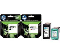 HP 350XL + 351XL Noir & Couleur Cartouches d'encre d'origine à grande capacité pour Deskjet D4360, D5360, Officejet J5780, PhotoSmart C5280