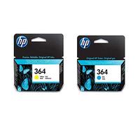 HP 364 Cartouche d'encre d'origine jaune (CB320EE) & 364 cartouche d'encre cyan authentique pour HP DeskJet 3070A et HP Photosmart 5525/6525 (CB318EE)