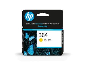 HP 364 Cartouche d'encre Jaune CB320EE, Dye-based, 3ml, Rendement Standard 300 Pages, Jet d'encre, Compatibilité Imprimantes HP, 107x24x115mm