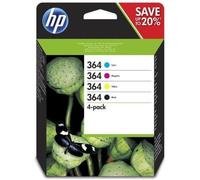 HP 364 Pack de 4 cartouches d'encre noire, cyan, jaune et magenta authentiques (N9J73AE) pour DeskJet 3070A, Photosmart 5525/6525