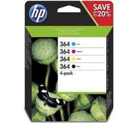 HP 364 Pack de 4 cartouches d'encre noire, cyan, jaune et magenta authentiques (N9J73AE) pour DeskJet 3070A, Photosmart 5525/6525