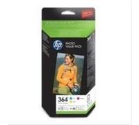 HP 364 Series Photo Value Pack - Pack de 3 - jaune, cyan, magenta - blister - cartouche imprimante/kit papier - pour Deskjet 35XX; Photosmart 55XX, 55XX B111, 65XX, 7510 C311, 7520, Wireless B110 G