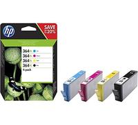 HP 364XL Pack de 4 Cartouches d'Encre Cyan, Magenta, Jaune et Noire grandes capacités Authentiques (N9J74AE)