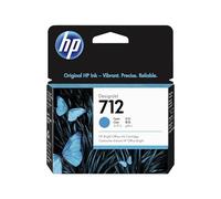 3ED67A Cartouche d'encre authentique HP 712 cyan de 29 ml avec encre HP d'origine, pour traceurs grand format DesignJet T650, T630, T250, T230 et Studio et tête d'impression DesignJet HP 713, 29ml