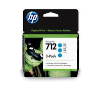 HP 3ED77A : Pack de 3 Cartouches Encre Cyan DesignJet 712, Encre à Colorant, 3 x 29ml, pour T210/T230/T250/T630/T650