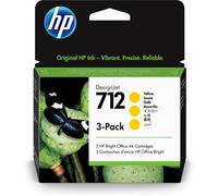 HP Pack de 3 cartouches d'encre DesignJet 712, jaune, 29 ml