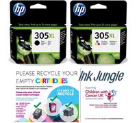 HP 3YM622e Cartouche d'encre 305XL pour imprimantes HP Envy 6010 6010e 6020 6020e 6022 6022e 6030 6030e 6032 6032e 6420e 6430e 6432e avec sac de recyclage caritatif Noir et couleur AE 3YM