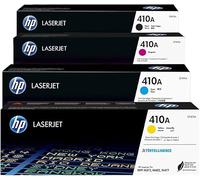 HP 410A Originale Cartouche de Toner - CF410A, CF411A, CF412A, CF413A Pack de 4 Noir, Cyan, Jaune, Magenta pour Les séries HP Color Pro M452, MFP M377, M477.