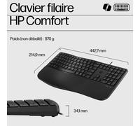 HP Clavier 480 CFT WD KBD – AZERTY, USB filaire, taille réelle, 23 touches programmables, noir