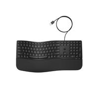 HP Clavier filaire 485 Comfort – ergonomique USB, 23 touches programmables, Français Noir