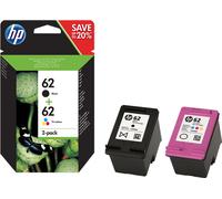 HP 62 pack de 2 cartouches authentiques d'encre noire / trois couleurs