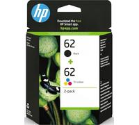 HP Cartouche d'encre d'origine 62 – Pack de 2 (noir + couleurs) +10 feuilles +5 enveloppes