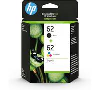 HP Cartouche d'encre d'origine 62 – Pack de 2 (noir + couleurs) +10 feuilles +5 enveloppes