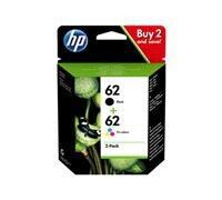 HP 62 - pack de 2 - noir pigmenté, couleur (cyan, magenta, jaune) - original - cartouche d'encre