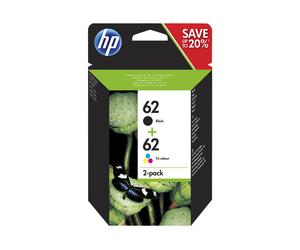 HP 62 Twin Pack - pack de 2 - noir, tricolore à base de colorant cartouche d'encre - N9J71AE#301