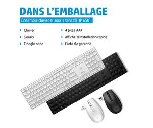HP 650 Wireless Keyboard and Mouse Combo clavier Souris incluse Maison RF sans fil AZERTY Belge Noir