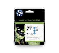 CZ134A Lot de 3 cartouches d'encre HP 711 cyan 29 ml avec encre HP d'origine, pour traceurs grand format HP DesignJet T120, T125, T130, T520, T525, T530 et tête d'impression HP 711 DesignJet