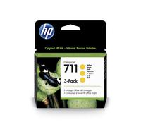 HP 711 CZ136A 3-pack Yellow 29-ml Genuine HP Ink Cartridge with Original HP Ink,