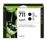 HP 711 - Pack de 2 - 80 ml - haute capacité - noir - original - DesignJet - cartouche d'encre - pour DesignJet T100, T120, T120 ePrinter, T125, T130, T520, T520 ePrinter, T525, T530