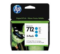 HP 712 Pack 3 cartouches couleurs séparées pour imprimante jet d'encre - cyan