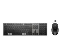 HP 725 - Ensemble clavier et souris - multi-appareils, rechargeable, alimenté par SuperCapacitor - full size - sans fil - 2.4 GHz, Bluetooth - Pan Nordic - noir tombée de nuit - Smart Buy G