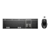 HP 725 - Ensemble clavier et souris - multi-appareils, rechargeable, alimenté par SuperCapacitor - full size - sans fil - Bluetooth, 2.4 GHz - QWERTY - Anglais - noir tombée de nuit - Smart Buy G