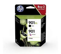 HP 901 pack de 2 cartouches authentiques HP Haute capacité Noir et capacité standard en Cyan, Magenta, Jaune (SD519AE)