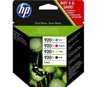 HP 920XL C2N92AE pack de 4, haut rendement, cartouches d'encre d'origine, noir, cyan, magenta et jaune de HP