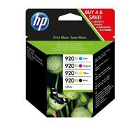 HP 920XL Pack de 4 Cartouches d'Encre Noir, Cyan, Magenta, Jaune Grande Capacité Authentiques (C2N92AE)